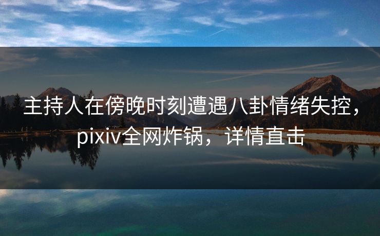 主持人在傍晚时刻遭遇八卦情绪失控，pixiv全网炸锅，详情直击