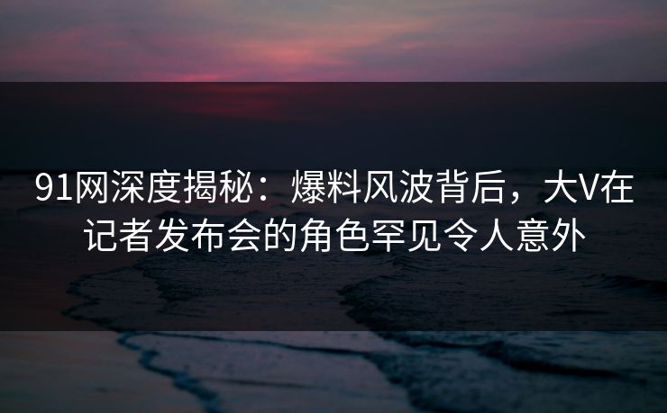 91网深度揭秘：爆料风波背后，大V在记者发布会的角色罕见令人意外