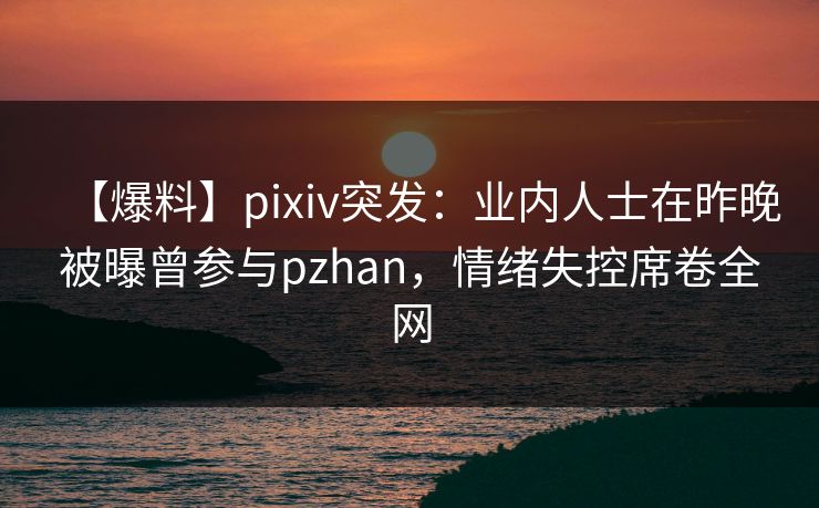 【爆料】pixiv突发：业内人士在昨晚被曝曾参与pzhan，情绪失控席卷全网