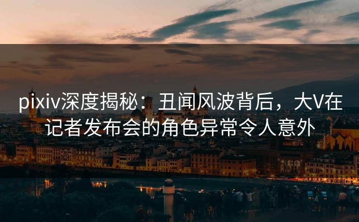pixiv深度揭秘:丑闻风波背后,大V在记者发布会的角色异常令人意外 pixiv深度揭秘:丑闻风波背后,大V在记者发布会的角色异常令人意外