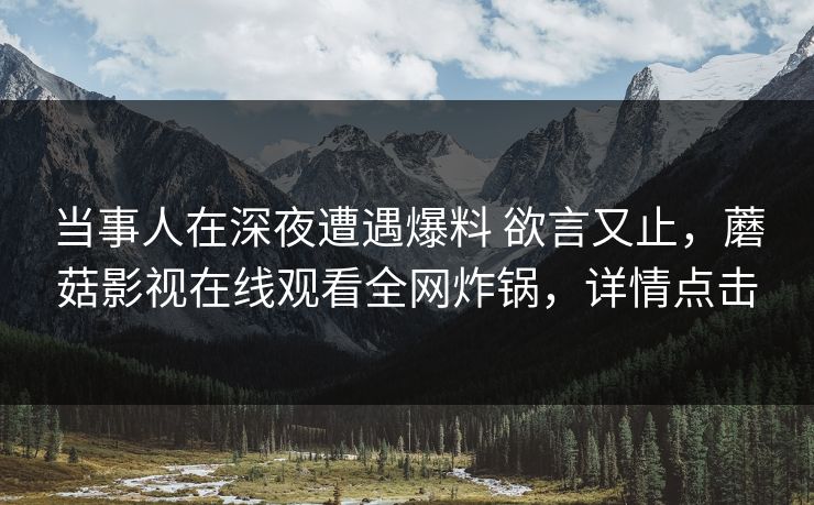 当事人在深夜遭遇爆料 欲言又止,蘑菇影视在线观看全网炸锅,详情点击 当事人在深夜遭遇爆料 欲言又止,蘑菇影视在线观看全网炸锅,详情点击