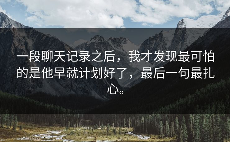 一段聊天记录之后，我才发现最可怕的是他早就计划好了，最后一句最扎心。